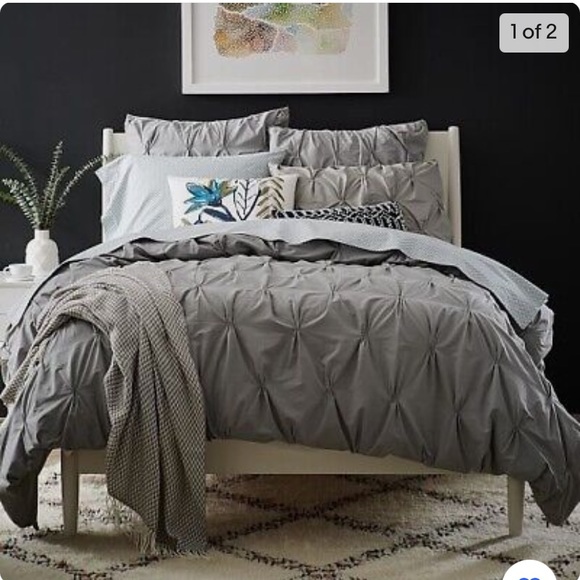 West Elm Bedding West Elm King Dark Gray 0 Organic Cotton Pintuck